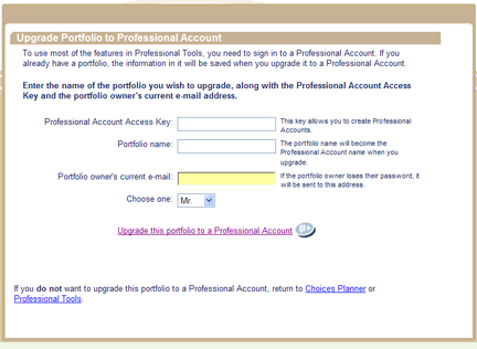 Upgrade Portfolio to a Professional Account